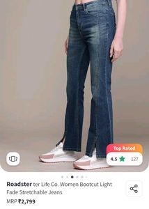 Roadster Women&#39;s Bootcut Jeans with Front Slits