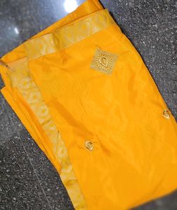 Yellow Saree With Attached Blouse
