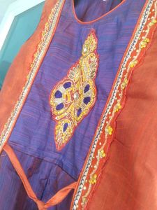 Orange &amp; Purple Embroidered Dress