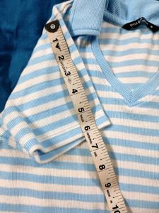 Ice Blue Striped Crop Top