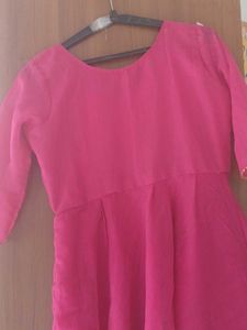 Pink Chiffon Anarkali Kurti