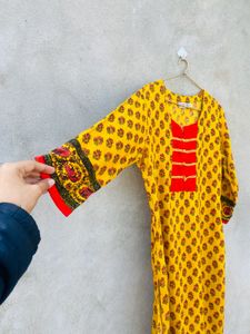 Mustard Printed Kurti