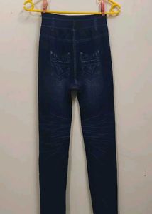 Shein women Printed Denim Jegging Blue
