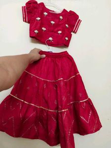 Girls Red Lehenga Choli Set