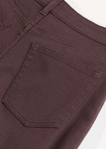 H&amp;M Women Mom Loose Fit Brown Twill Trousers