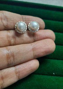 92.5 Silver Pearl Stud Earrings