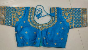 Turquoise Embroidered Blouse