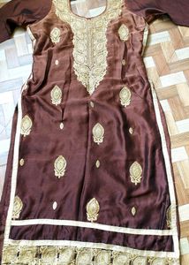Brown Salwar Suit With Dupatta