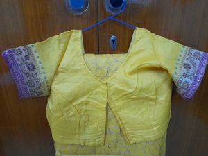 Beautiful Embroidered Yellow Saree