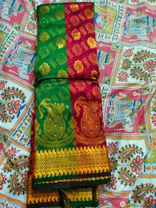 Maroon And Green Fancy Party Wear Saree