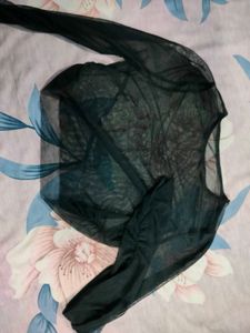 Black Mesh Crop Top