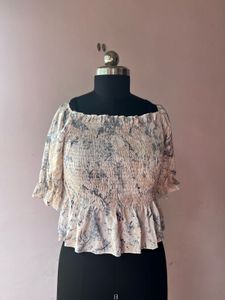 Floral Print Smocked Top