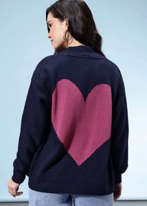 Heart Pattern Knit Cardigan