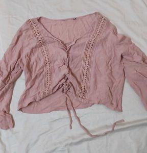Pink Colour Casual Top For Ladies