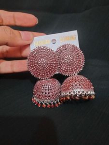 Oxidised jhumka with reddish tint
