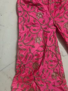Pink Embroidered Palazzos