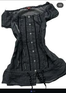 Y2k Black Button Down Top