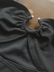 Black Ribbed Cutout Tube Top