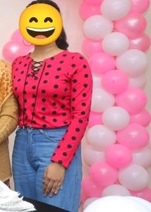 Pink Polka Dot Top