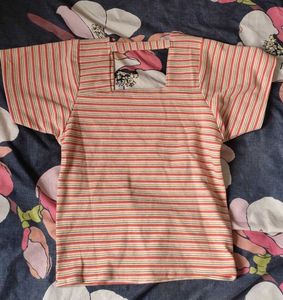Striped Square Neck Top