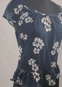 Floral Navy Square Neck Top