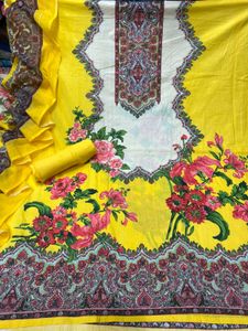 Pure Cotton Floral And Digital All Over Suit