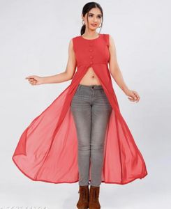 Red Sheer Duster Top