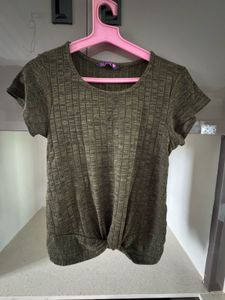 Olive Green Knotted Tee