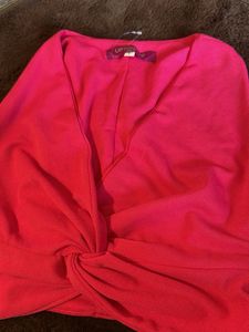 Pink Knot-Front Crop Top