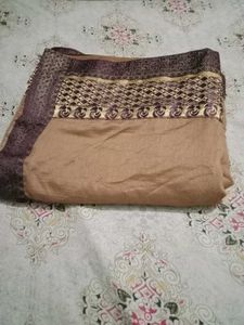 Brown Embroidered Saree With Designer Blouse