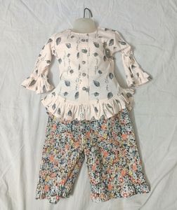 Peach Colour Plazo Set For 2-3 Year Old Girls