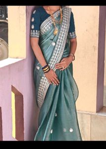 Elegant Blue-Green Saree