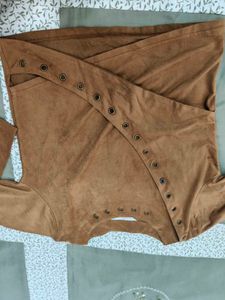 Brown Top with Eyelet Detail