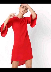 Red Color Midi Dress - Fig