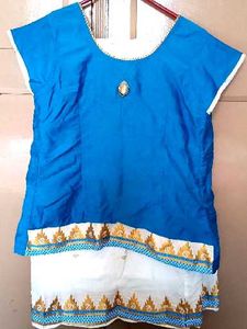 Blue &amp; White Lehanga Without Dupatta