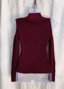 Burgundy Cold Shoulder Knit Top