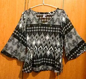 V Neck Chiffon Peplum Top