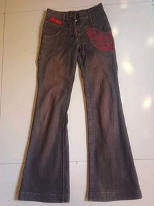 vintage bootcut Jeans with Red Accents