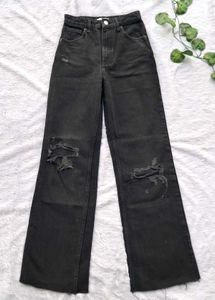 Zara Ripped Wide Jeans