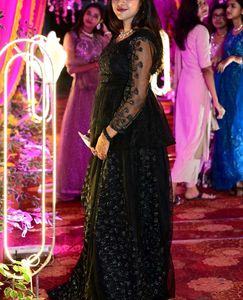 Elegant Black Sheer Overlay Lehenga