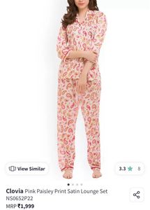 Pink Paisley Print Satin Lounge Set