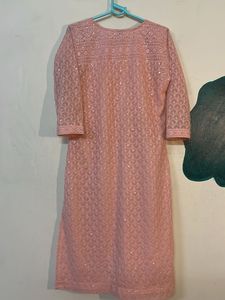 Embroidered Peach Kurti