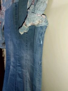 Ttrending Denim &amp;floral dress