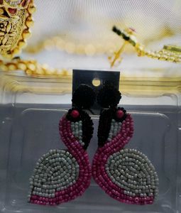 Flamingo Beaded Earrings