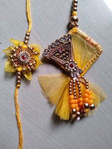 2 set Jaipuri floral Design Rakhi and lumba
