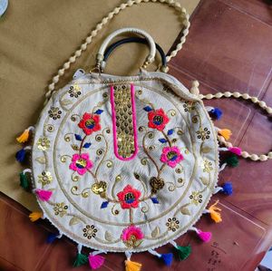 Handcrafted Embroidered Round Bag