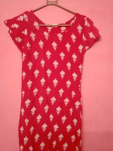 Rani pink & White Printed Dress