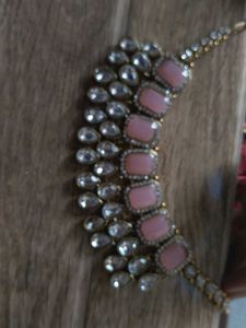 Pink Kundan Necklace &amp; Earring Set
