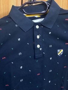 Navy Printed Polo Shirt