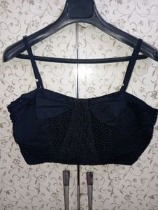 Black Bow Crop Top/ Blouse